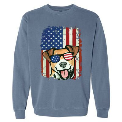 American Flag Jack Russell Terrier Garment-Dyed Sweatshirt