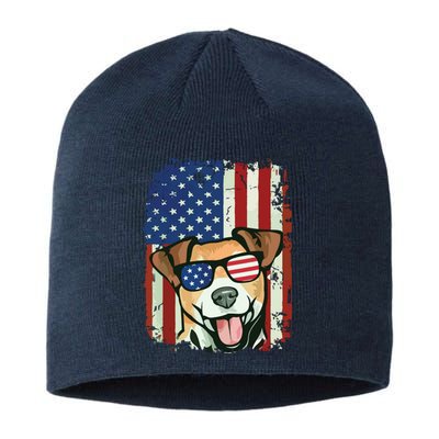 American Flag Jack Russell Terrier Sustainable Beanie