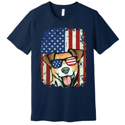 American Flag Jack Russell Terrier Premium T-Shirt