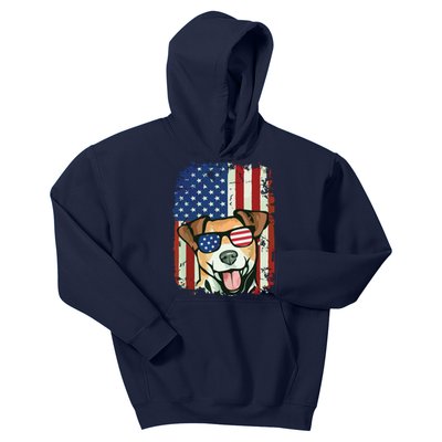 American Flag Jack Russell Terrier Kids Hoodie