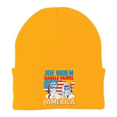 America Flag Joe Biden Kamala Harris Merica 4th Of July Cool Gift Knit Cap Winter Beanie