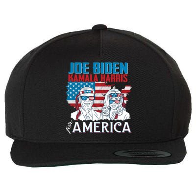 America Flag Joe Biden Kamala Harris Merica 4th Of July Cool Gift Wool Snapback Cap