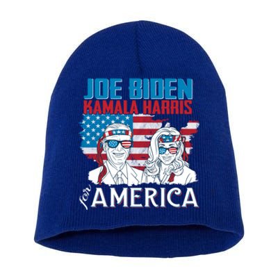 America Flag Joe Biden Kamala Harris Merica 4th Of July Cool Gift Short Acrylic Beanie