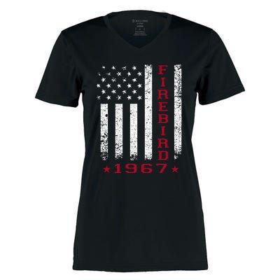 American Flag Jersey Style Firebird 67 1967 Muscle Car Women's Momentum V-Neck T-Shirt