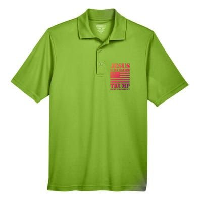 American Flag Jesus Is My Savior Trump Is My President Gift Men's Origin Performance Pique Polo