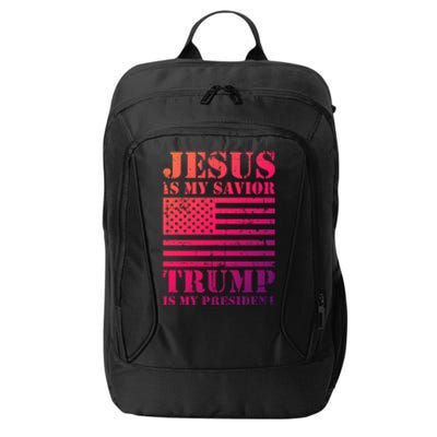 American Flag Jesus Is My Savior Trump Is My President Gift City Backpack