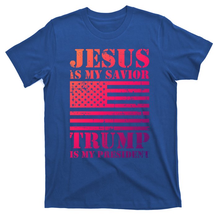 American Flag Jesus Is My Savior Trump Is My President Gift T-Shirt