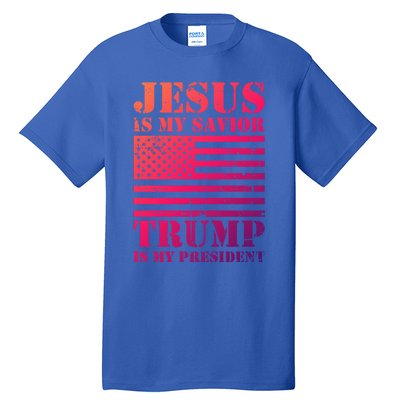 American Flag Jesus Is My Savior Trump Is My President Gift Tall T-Shirt