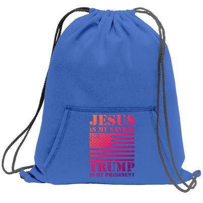 American Flag Jesus Is My Savior Trump Is My President Gift Sweatshirt Cinch Pack Bag