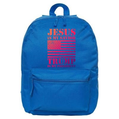 American Flag Jesus Is My Savior Trump Is My President Gift 16 in Basic Backpack