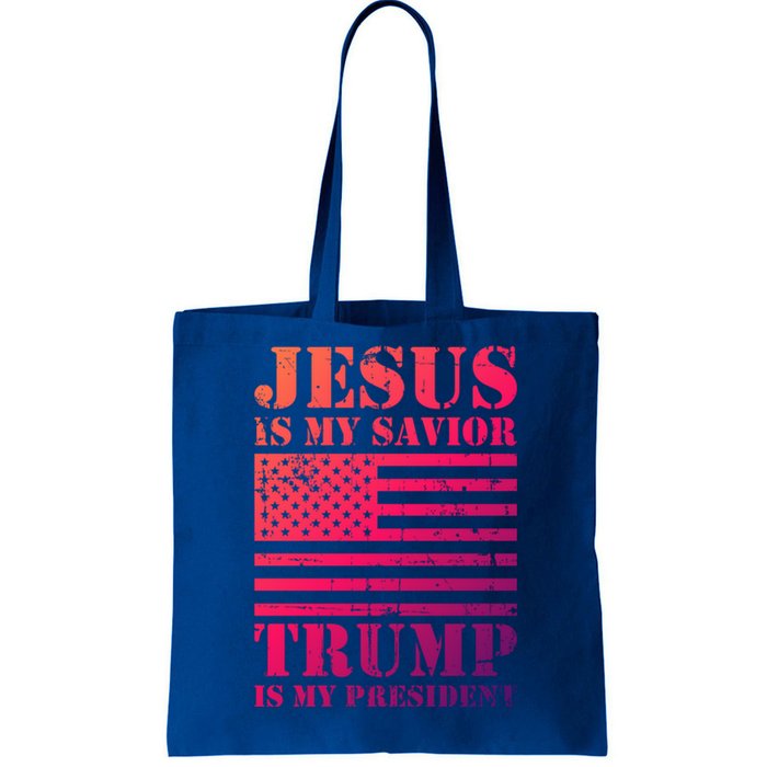 American Flag Jesus Is My Savior Trump Is My President Gift Tote Bag