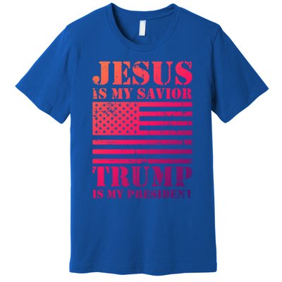 American Flag Jesus Is My Savior Trump Is My President Gift Premium T-Shirt