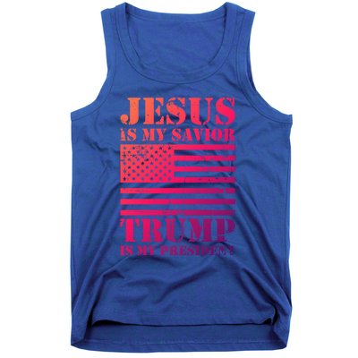 American Flag Jesus Is My Savior Trump Is My President Gift Tank Top