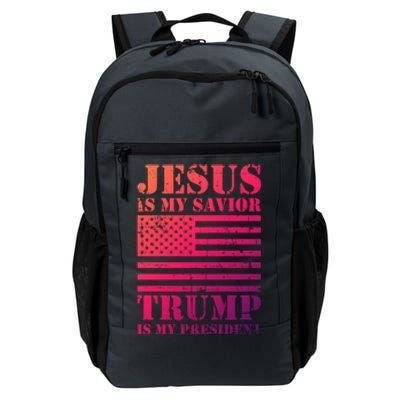 American Flag Jesus Is My Savior Trump Is My President Gift Daily Commute Backpack