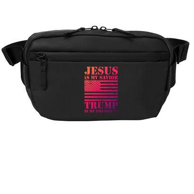 American Flag Jesus Is My Savior Trump Is My President Gift Crossbody Pack