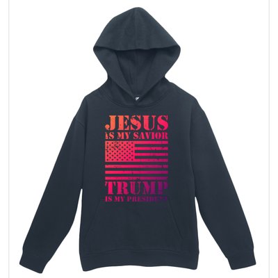 American Flag Jesus Is My Savior Trump Is My President Gift Urban Pullover Hoodie