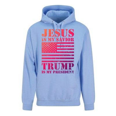 American Flag Jesus Is My Savior Trump Is My President Gift Unisex Surf Hoodie