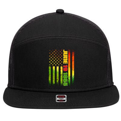 American Flag Juneteenth June 19 1865 Black History Melanin Funny Gift 7 Panel Mesh Trucker Snapback Hat