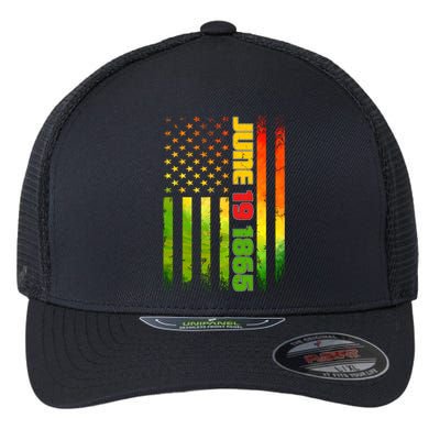 American Flag Juneteenth June 19 1865 Black History Melanin Funny Gift Flexfit Unipanel Trucker Cap