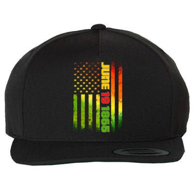 American Flag Juneteenth June 19 1865 Black History Melanin Funny Gift Wool Snapback Cap