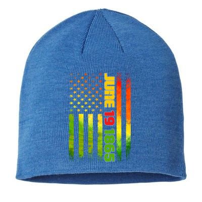 American Flag Juneteenth June 19 1865 Black History Melanin Funny Gift Sustainable Beanie