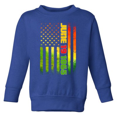 American Flag Juneteenth June 19 1865 Black History Melanin Funny Gift Toddler Sweatshirt