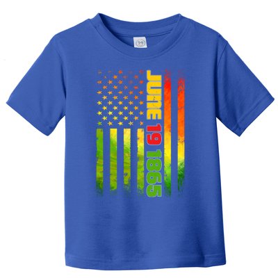 American Flag Juneteenth June 19 1865 Black History Melanin Funny Gift Toddler T-Shirt