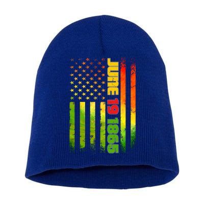 American Flag Juneteenth June 19 1865 Black History Melanin Funny Gift Short Acrylic Beanie