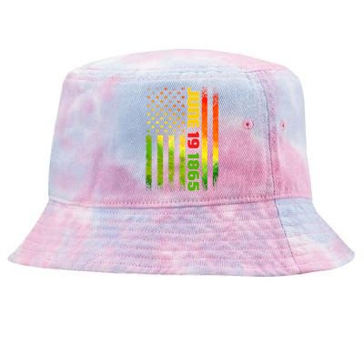 American Flag Juneteenth June 19 1865 Black History Melanin Funny Gift Tie-Dyed Bucket Hat