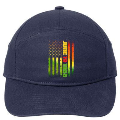 American Flag Juneteenth June 19 1865 Black History Melanin Funny Gift 7-Panel Snapback Hat