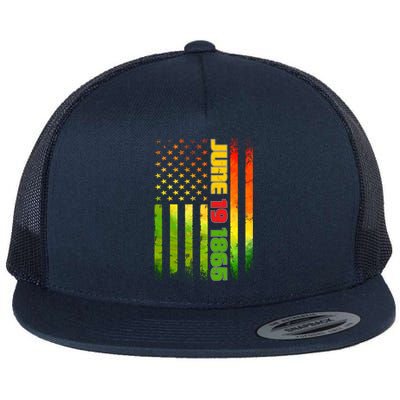 American Flag Juneteenth June 19 1865 Black History Melanin Funny Gift Flat Bill Trucker Hat