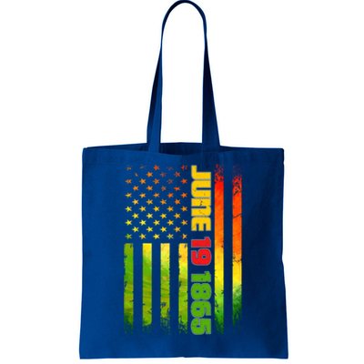 American Flag Juneteenth June 19 1865 Black History Melanin Gift Tote Bag