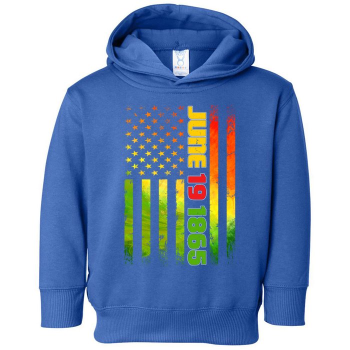 American Flag Juneteenth June 19 1865 Black History Melanin Gift Toddler Hoodie