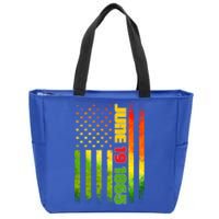 American Flag Juneteenth June 19 1865 Black History Melanin Gift Zip Tote Bag