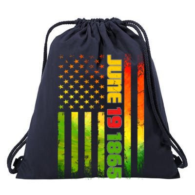 American Flag Juneteenth June 19 1865 Black History Melanin Gift Drawstring Bag