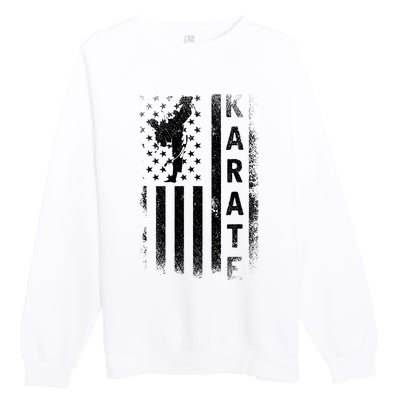 America Flag Japan Martial Arts Ninja Gift Karate Premium Crewneck Sweatshirt