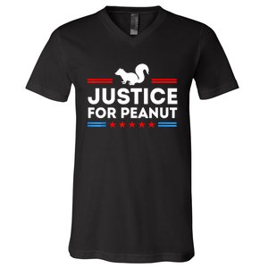 American Flag Justice For Peanut The Squirrels 2024 Gift V-Neck T-Shirt