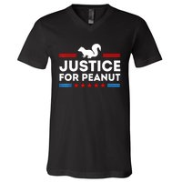 American Flag Justice For Peanut The Squirrels 2024 Gift V-Neck T-Shirt