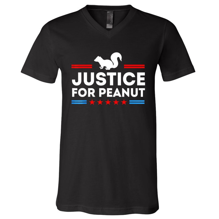 American Flag Justice For Peanut The Squirrels 2024 Gift V-Neck T-Shirt