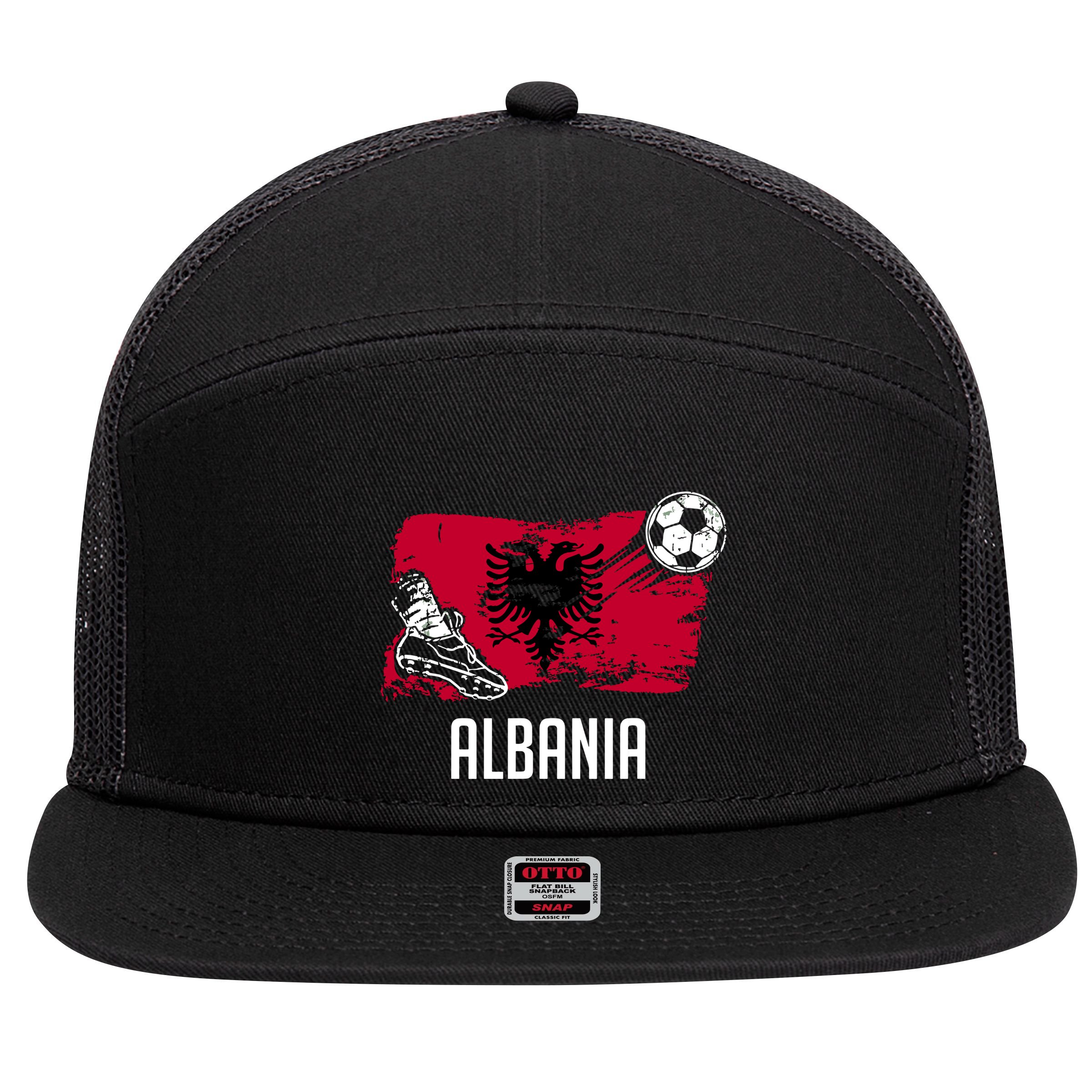 Albania Flag Jersey Albanian Soccer Team Albanian 7 Panel Mesh Trucker Snapback Hat
