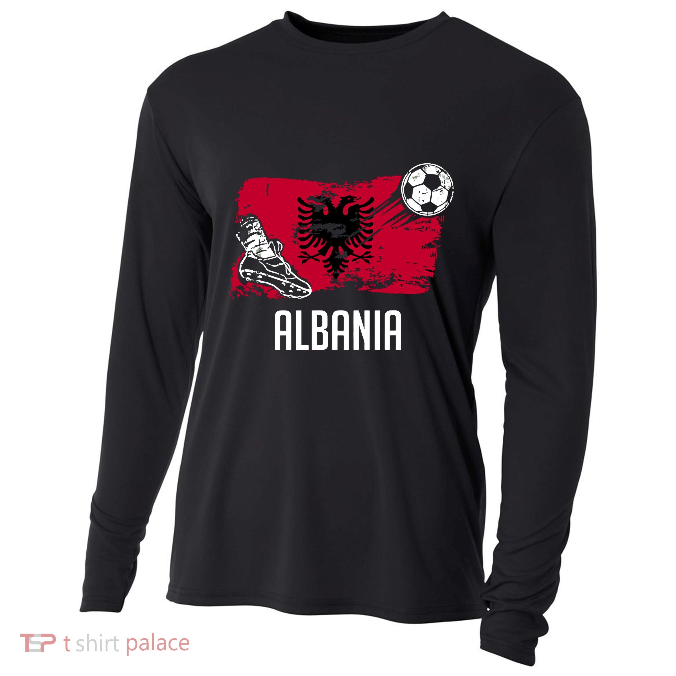 Albania Flag Jersey Albanian Soccer Team Albanian Cooling Performance Long Sleeve Crew