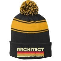 ARCHITECT Funny Job Title Profession Birthday Worker Idea Stripe Pom Pom Beanie