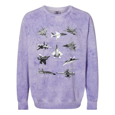 American Fighters Jets F22 Raptor F14 Tomcat Plane Spotting Colorblast Crewneck Sweatshirt