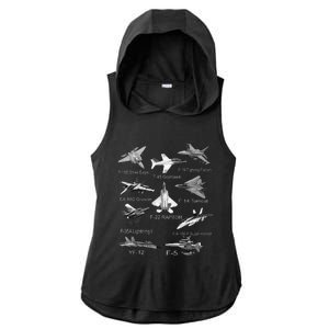 American Fighters Jets F22 Raptor F14 Tomcat Plane Spotting Ladies PosiCharge Tri-Blend Wicking Draft Hoodie Tank