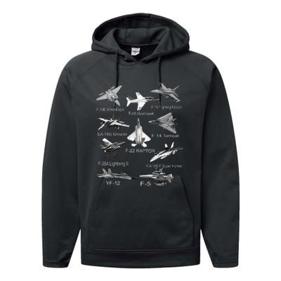 American Fighters Jets F22 Raptor F14 Tomcat Plane Spotting Performance Fleece Hoodie