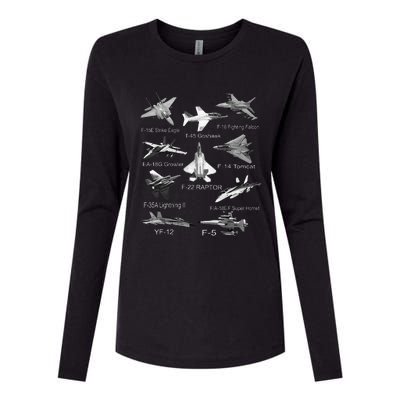 American Fighters Jets F22 Raptor F14 Tomcat Plane Spotting Womens Cotton Relaxed Long Sleeve T-Shirt