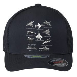 American Fighters Jets F22 Raptor F14 Tomcat Plane Spotting Flexfit Unipanel Trucker Cap