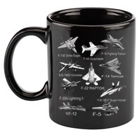 American Fighters Jets F22 Raptor F14 Tomcat Plane Spotting 11oz C Handle Ceramic Mug