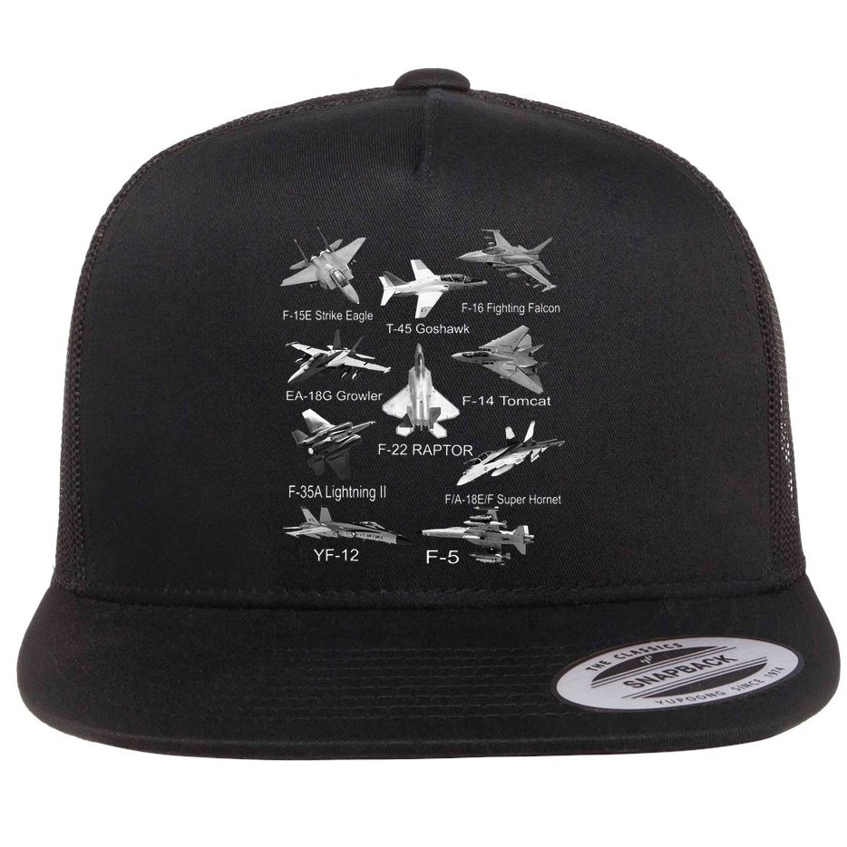 American Fighters Jets F22 Raptor F14 Tomcat Plane Spotting Flat Bill Trucker Hat