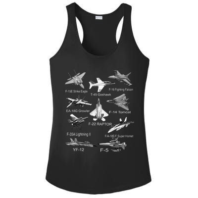 American Fighters Jets F22 Raptor F14 Tomcat Plane Spotting Ladies PosiCharge Competitor Racerback Tank